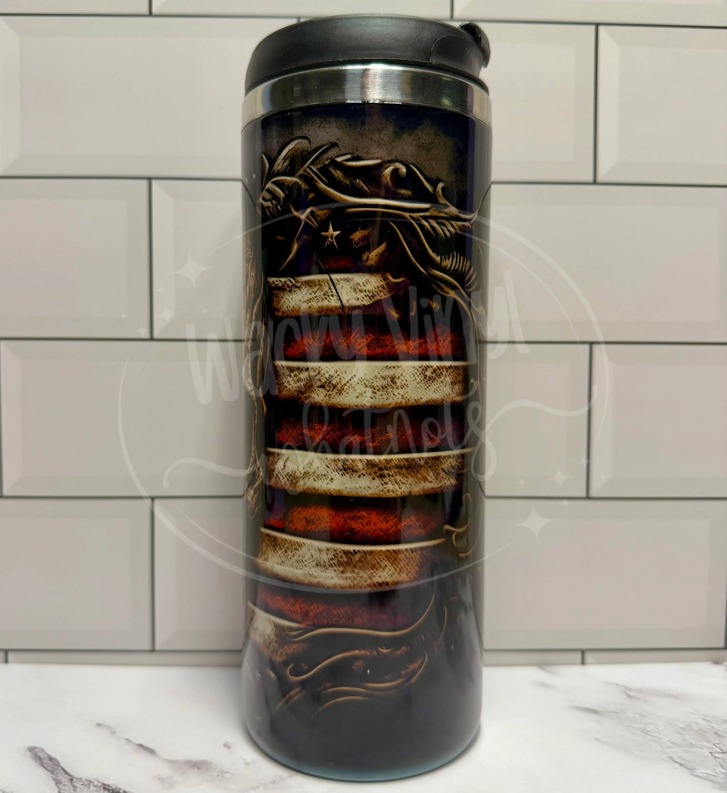 Patriotic Skull Tumbler Wacky Vinyl Whatnots, LLC