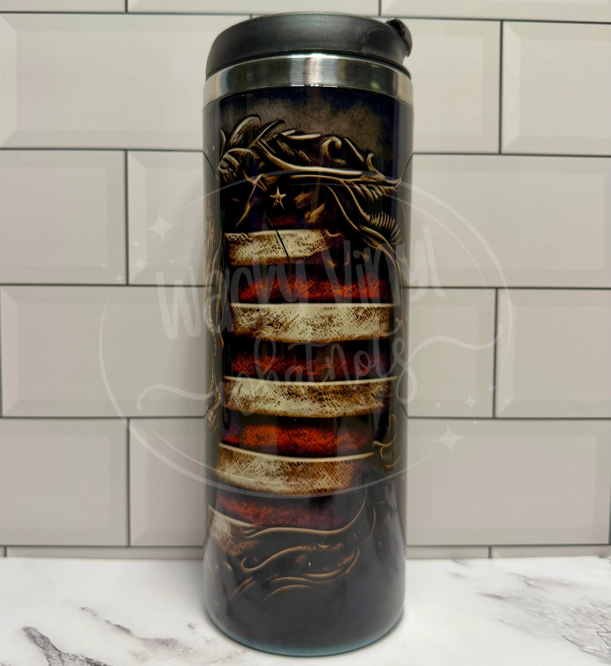 Patriotic Skull Tumbler Wacky Vinyl Whatnots, LLC