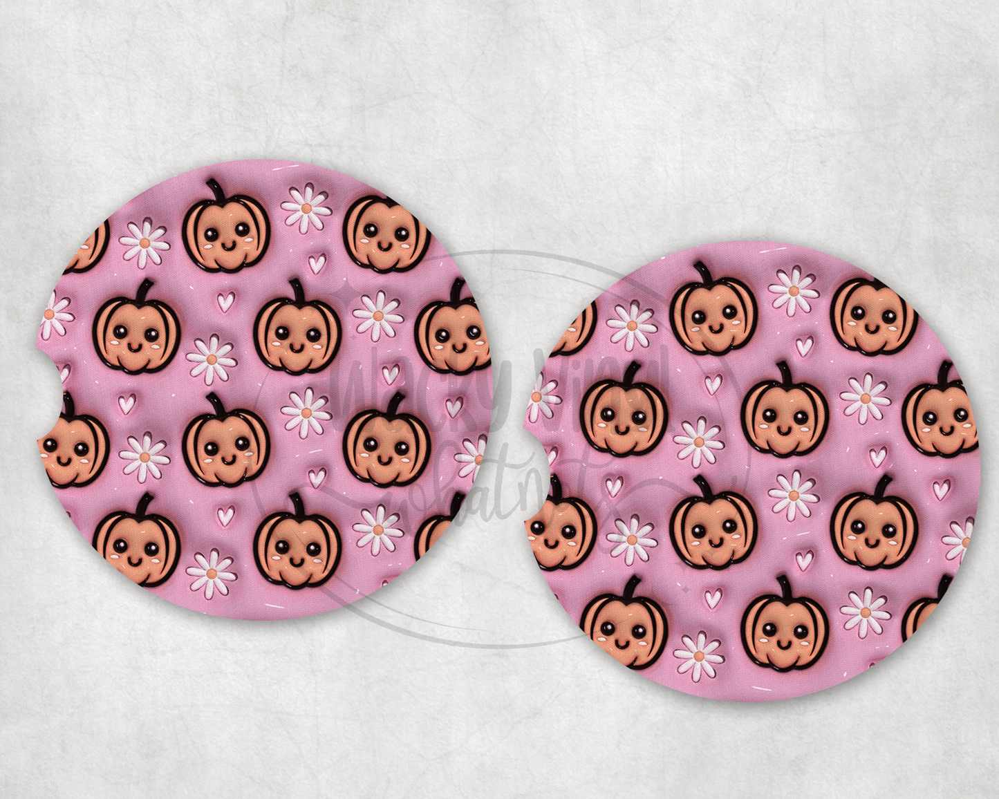 Pink Pumpkins Car Coasters Wacky Vinyl Whatnots, LLC