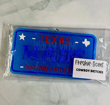 Texas Plate Freshie Wacky Vinyl Whatnots, LLC