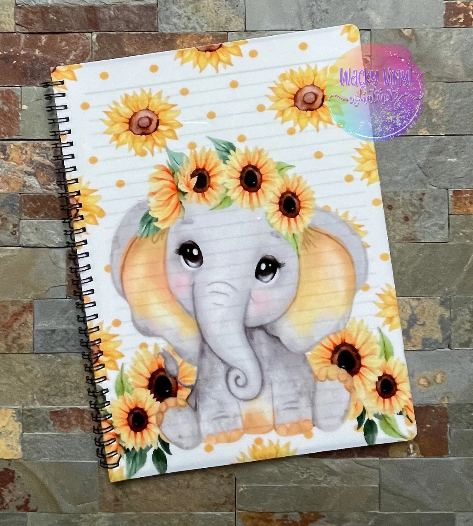 Baby Elephant Large Notebook Wacky Vinyl Whatnots, LLC