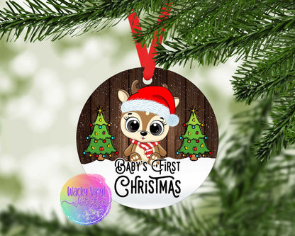 Baby's 1st Christmas Animals Ornament Wacky Vinyl Whatnots, LLC