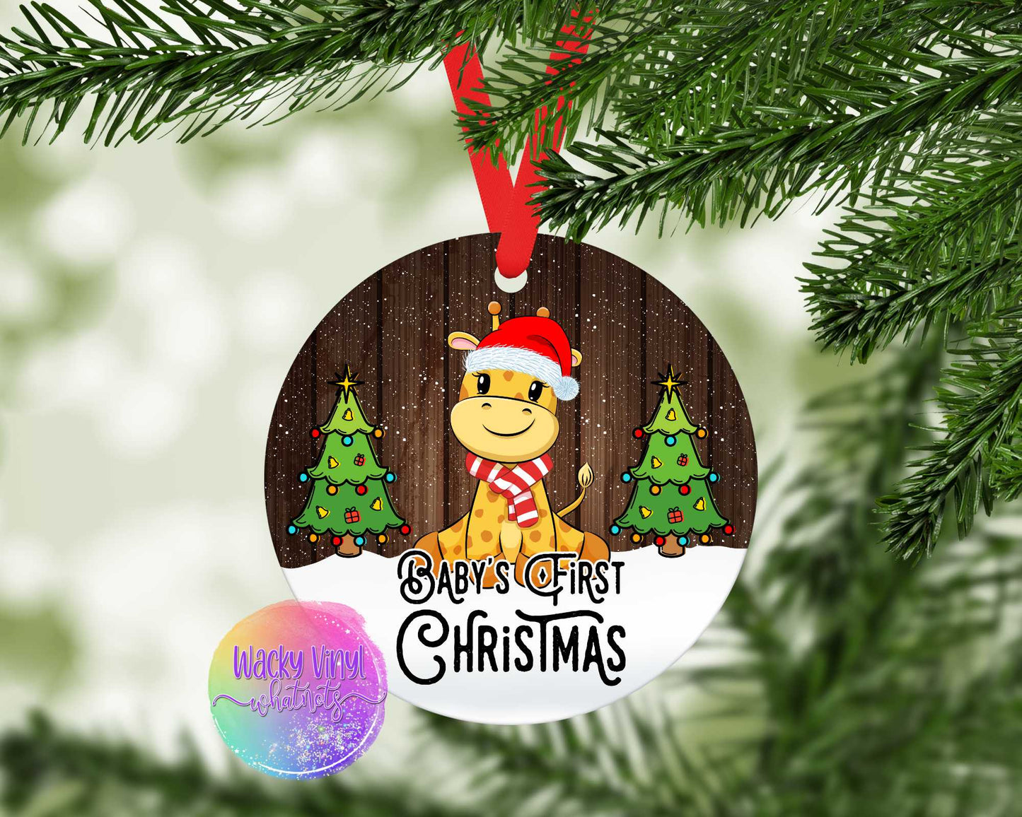 Baby's 1st Christmas Animals Ornament Wacky Vinyl Whatnots, LLC