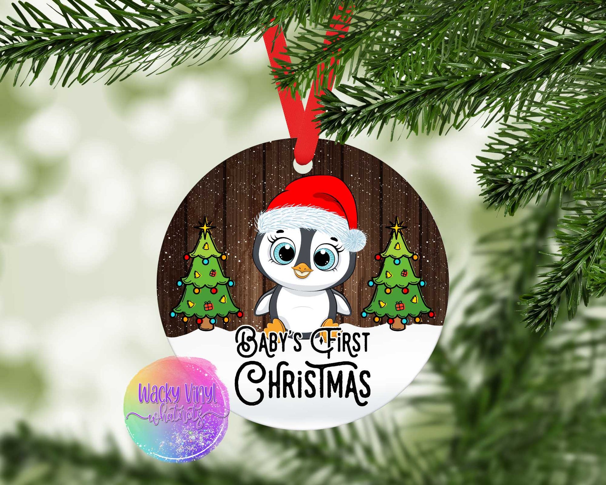 Baby's 1st Christmas Animals Ornament Wacky Vinyl Whatnots, LLC