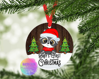 Baby's 1st Christmas Animals Ornament Wacky Vinyl Whatnots, LLC