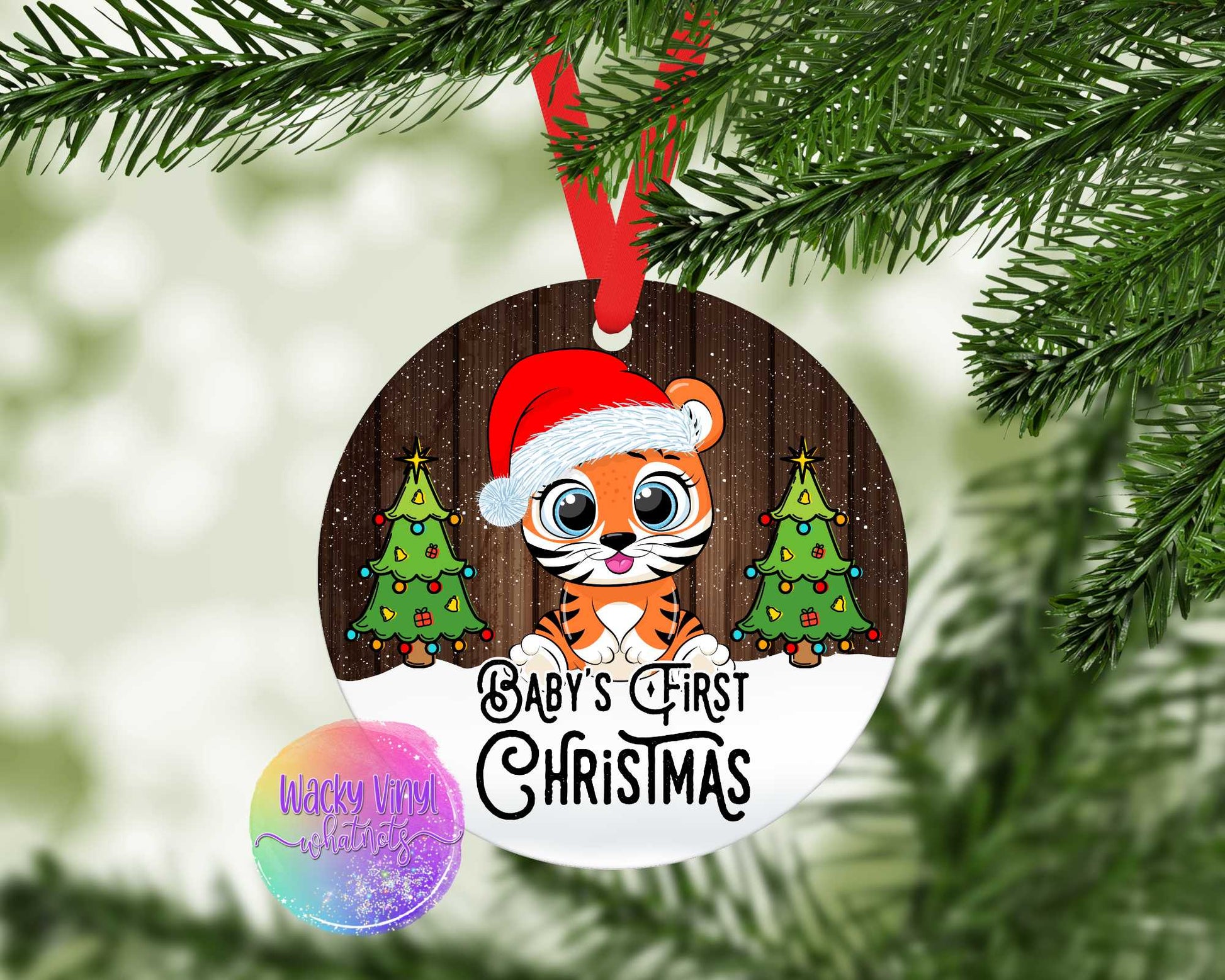 Baby's 1st Christmas Animals Ornament Wacky Vinyl Whatnots, LLC