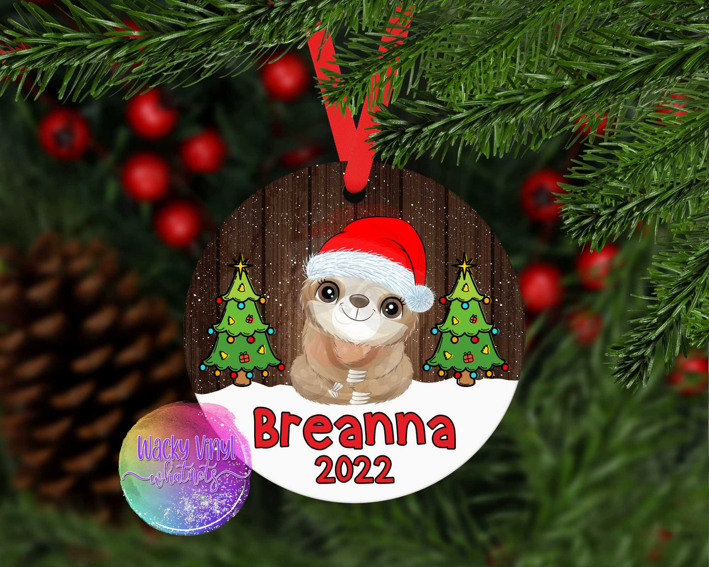 Baby's Christmas Animals Ornament Wacky Vinyl Whatnots, LLC
