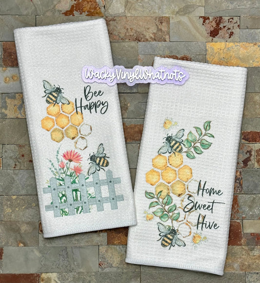 Bee Dish Towels Wacky Vinyl Whatnots, LLC