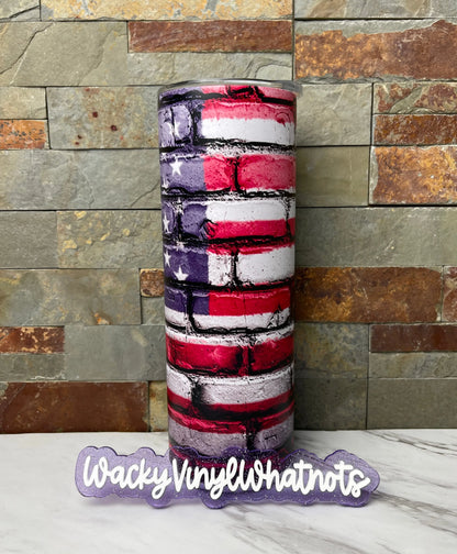 Brick US Flag Tumbler Wacky Vinyl Whatnots, LLC