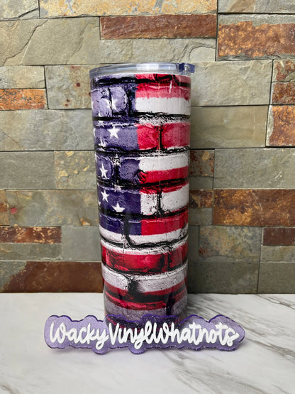 Brick US Flag Tumbler Wacky Vinyl Whatnots, LLC