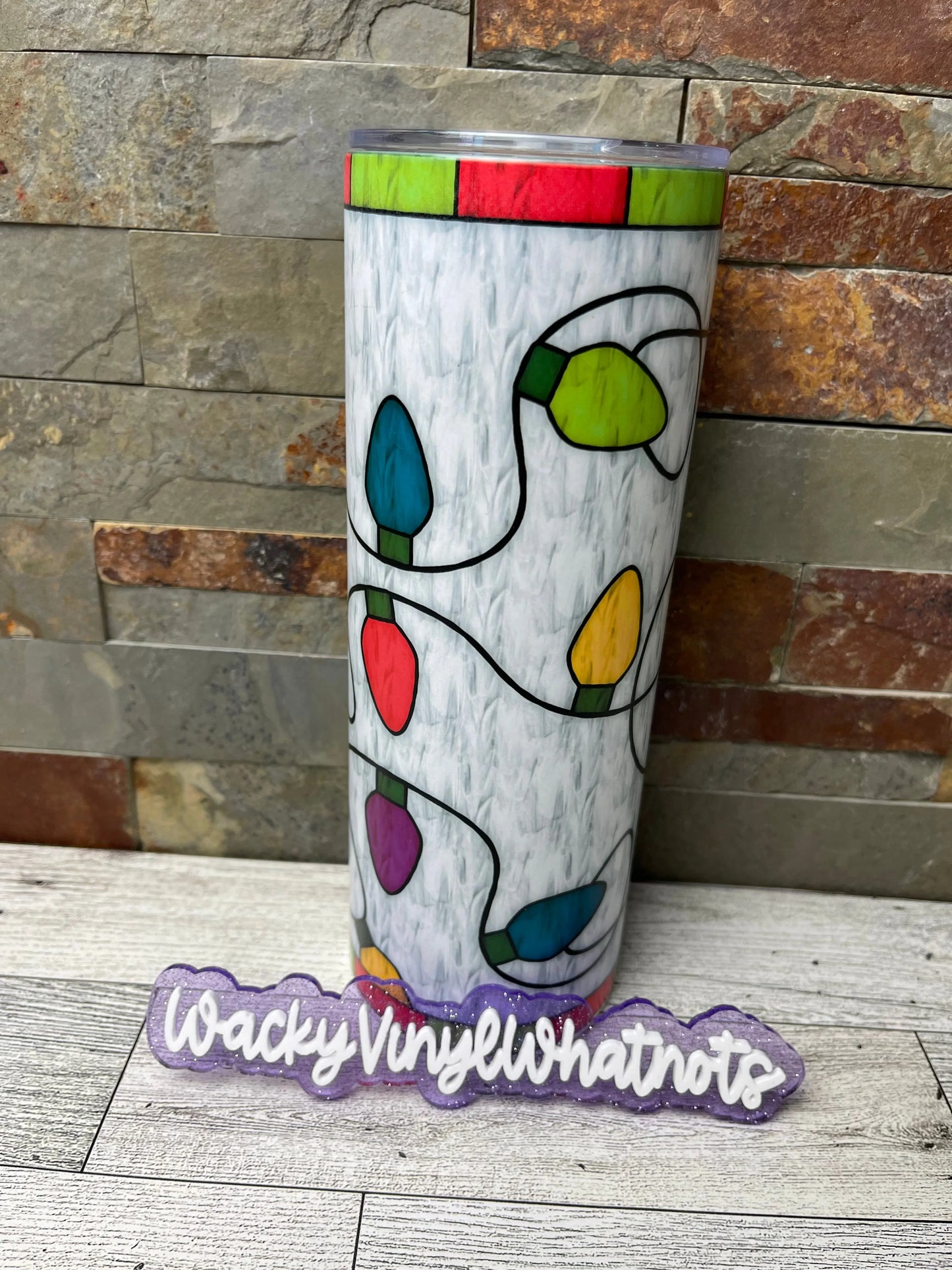 Christmas Lights Tumbler Wacky Vinyl Whatnots, LLC