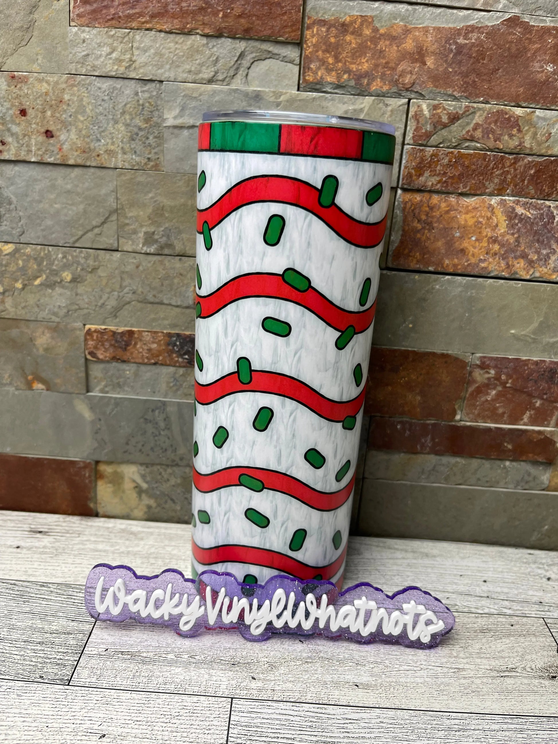 Christmas Tree Cake Tumbler Wacky Vinyl Whatnots, LLC