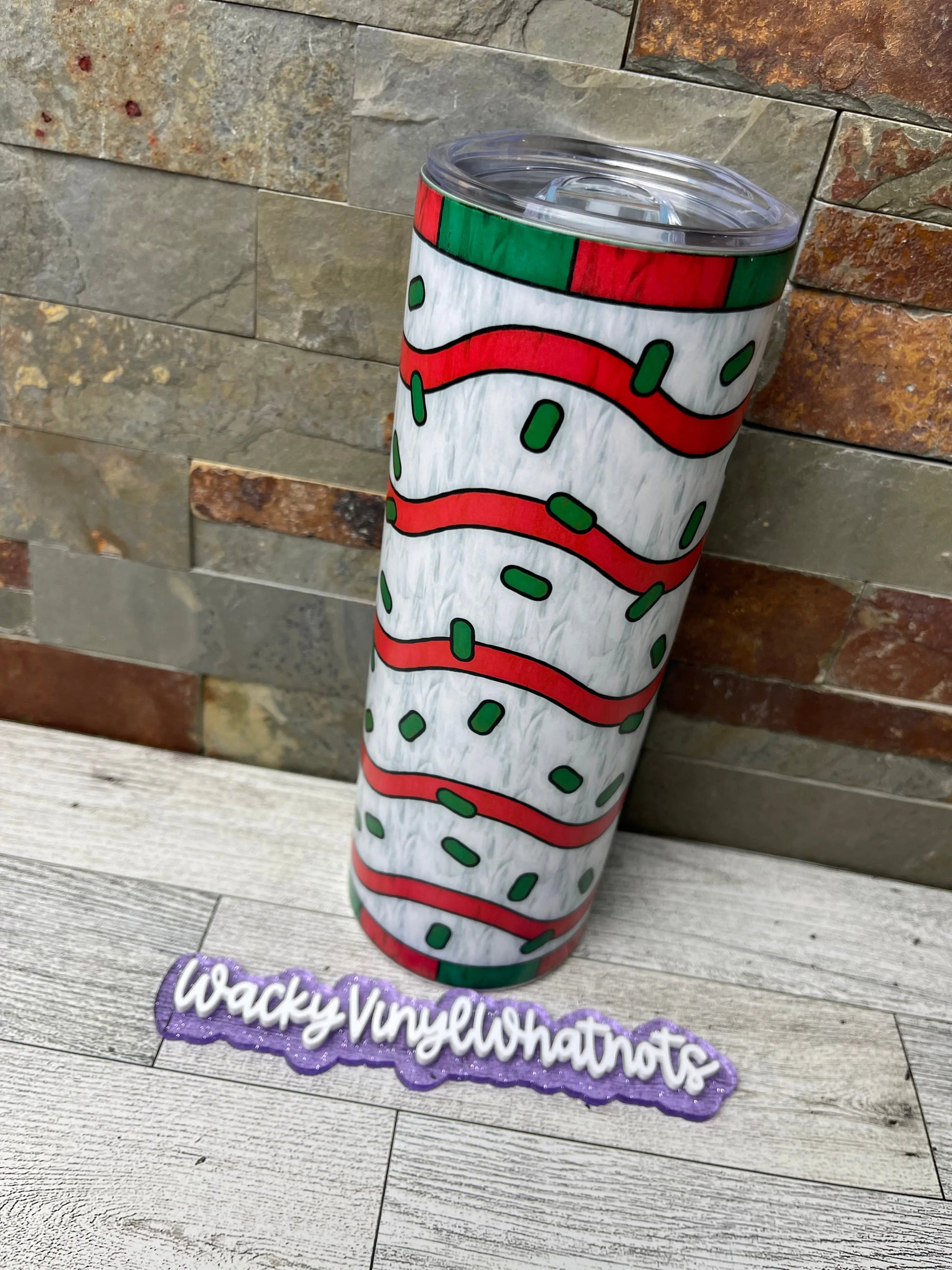 Christmas Tree Cake Tumbler Wacky Vinyl Whatnots, LLC