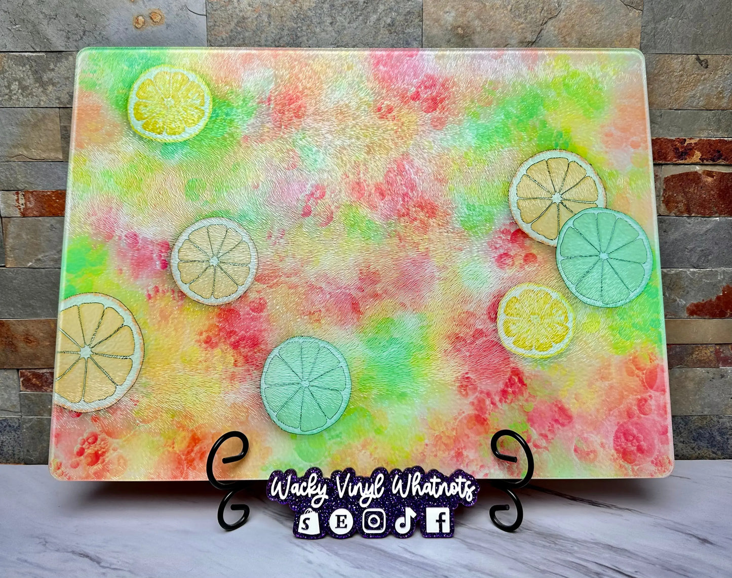 Citrus Glass Cutting Board - Large Wacky Vinyl Whatnots, LLC