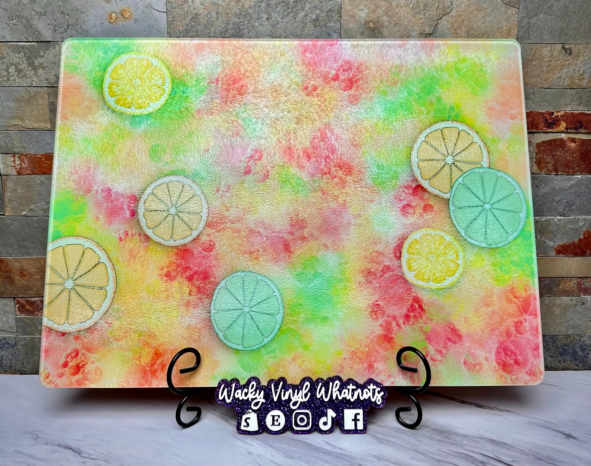 Citrus Glass Cutting Board - Large Wacky Vinyl Whatnots, LLC