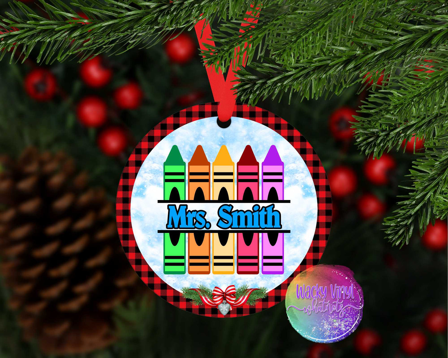 Copy of Teacher - Crayons Ornament Wacky Vinyl Whatnots, LLC