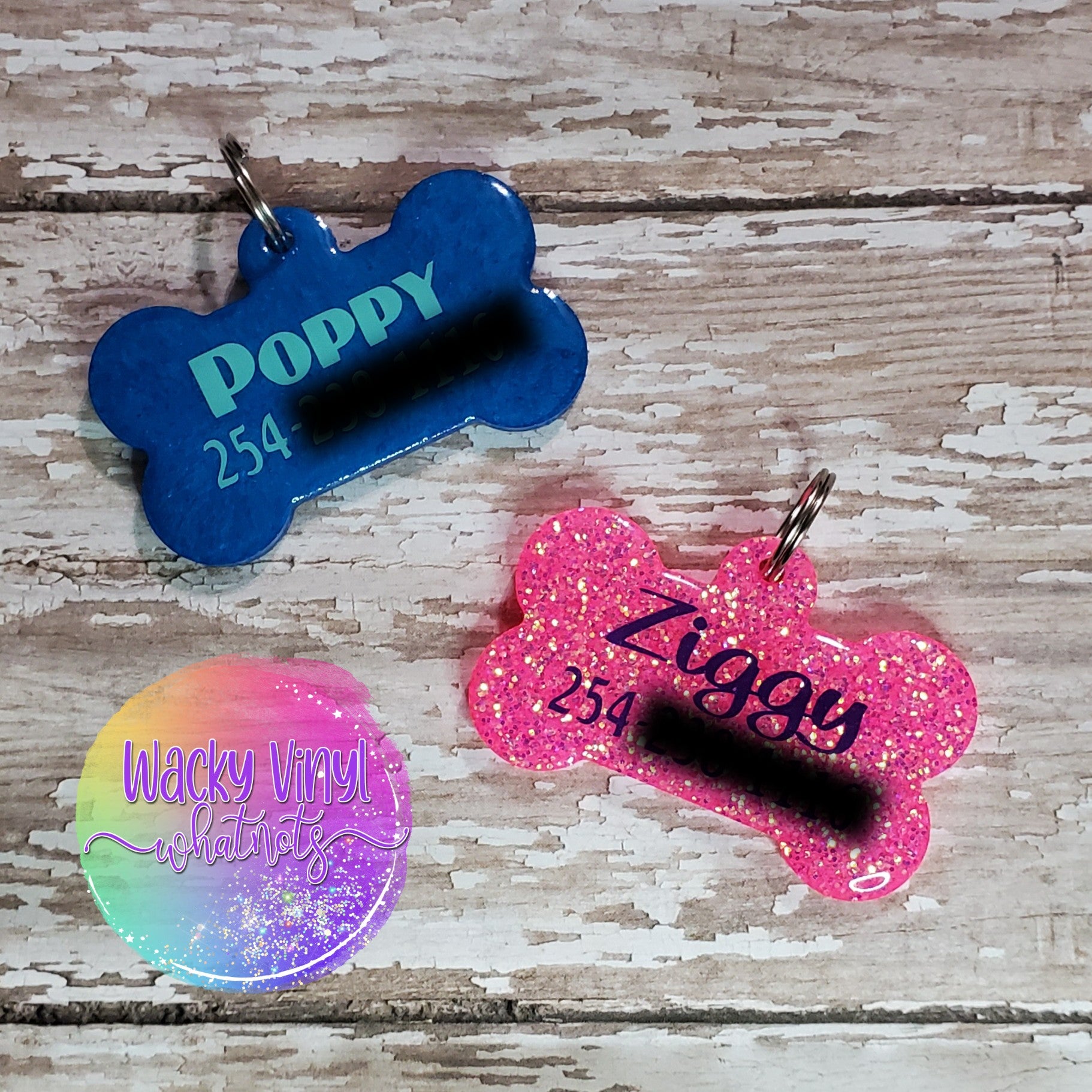 Dog Bone Tags Wacky Vinyl Whatnots, LLC