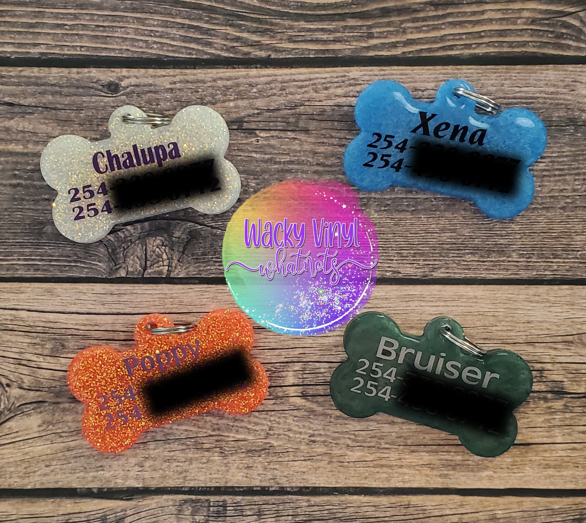 Dog Bone Tags Wacky Vinyl Whatnots, LLC