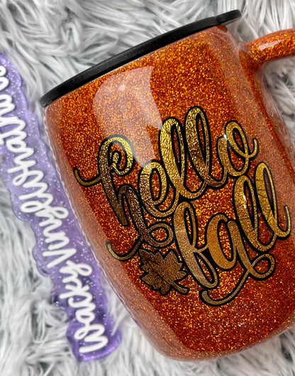 Hello Fall Mug Tumbler Wacky Vinyl Whatnots, LLC