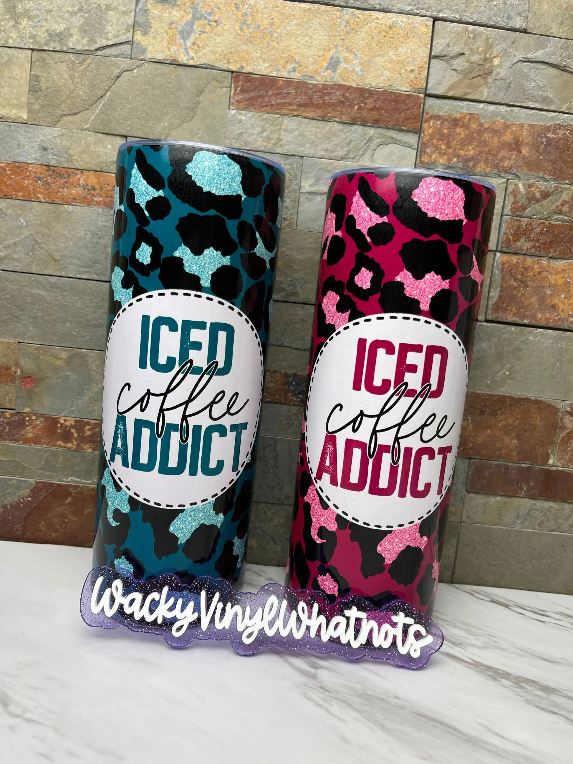 Iced Coffee Addict Tumbler Wacky Vinyl Whatnots, LLC