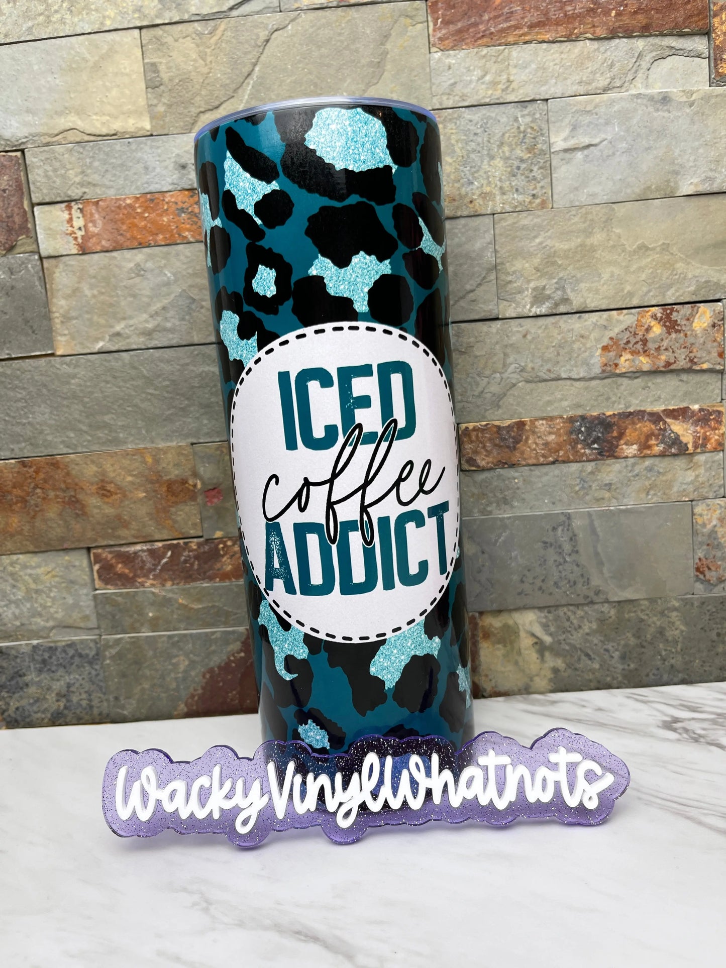 Iced Coffee Addict Tumbler Wacky Vinyl Whatnots, LLC