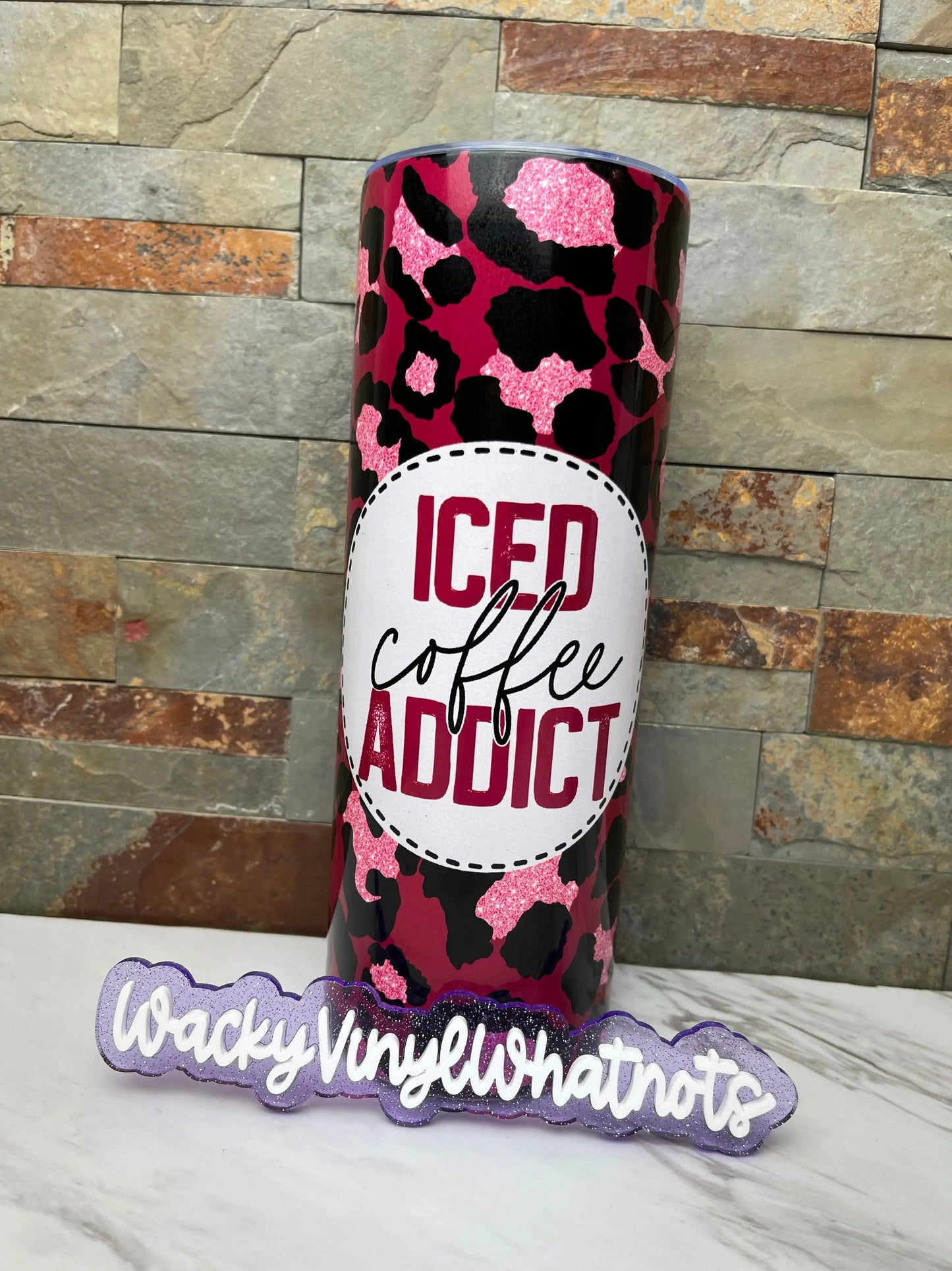 Iced Coffee Addict Tumbler Wacky Vinyl Whatnots, LLC