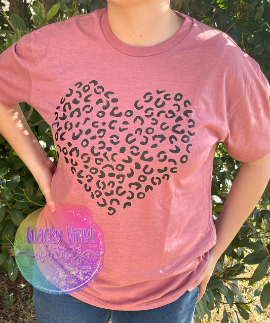 Leopard Heart Tee Wacky Vinyl Whatnots, LLC