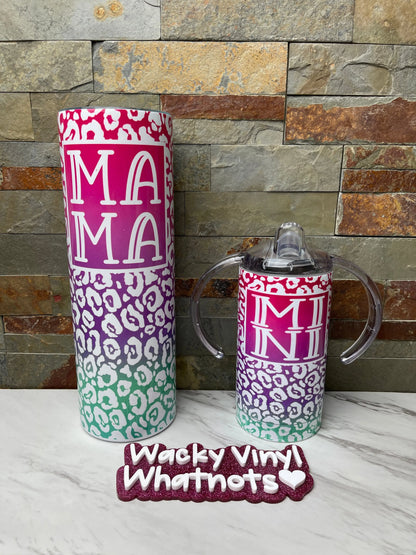 Mommy & Me Leopard Print Tumbler Set Wacky Vinyl Whatnots, LLC