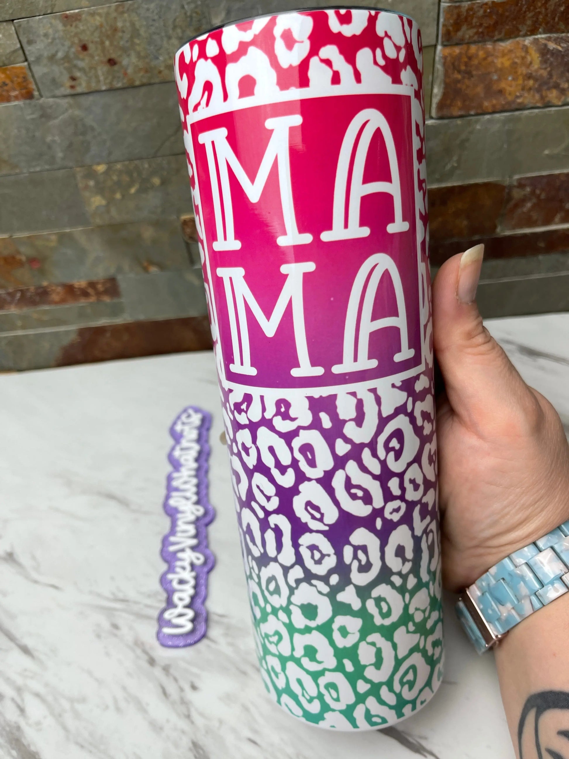 Mommy & Me Leopard Print Tumbler Set Wacky Vinyl Whatnots, LLC