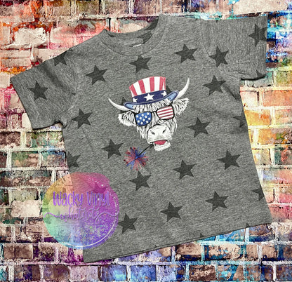 Patriotic Shaggy Cow Tee/Bodysuit - Boy Wacky Vinyl Whatnots, LLC