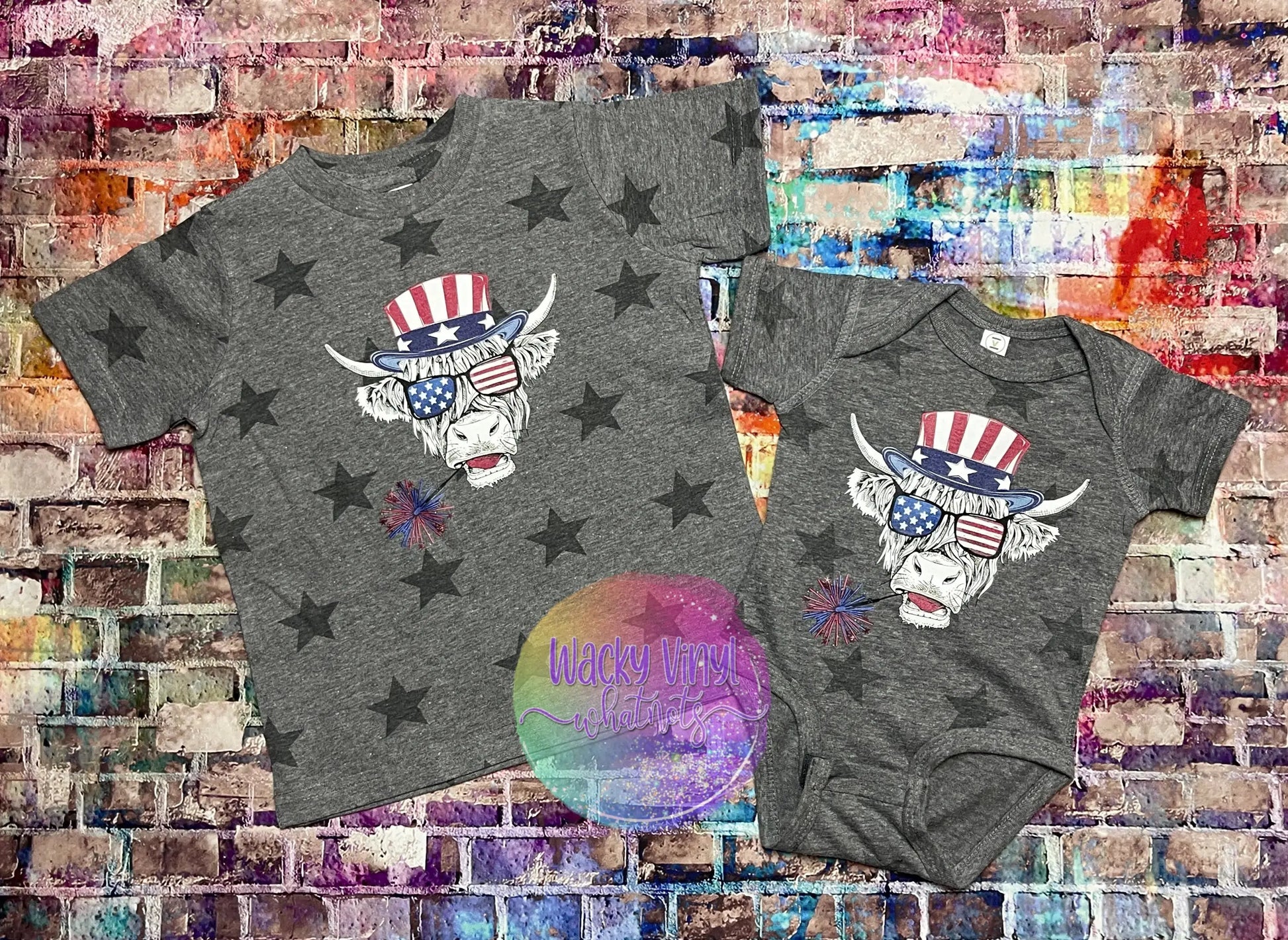 Patriotic Shaggy Cow Tee/Bodysuit - Boy Wacky Vinyl Whatnots, LLC