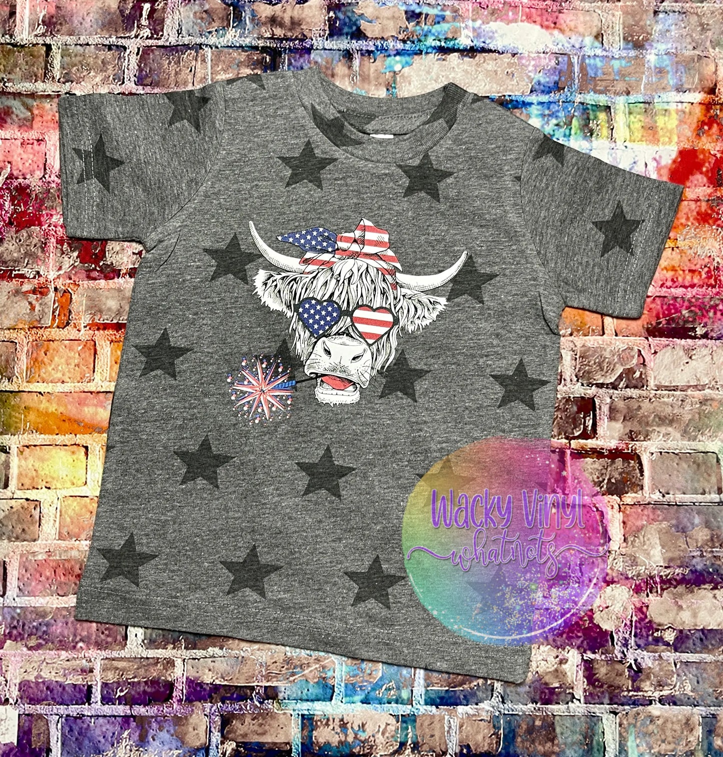 Patriotic Shaggy Cow Tee/Bodysuit - Girl Wacky Vinyl Whatnots, LLC