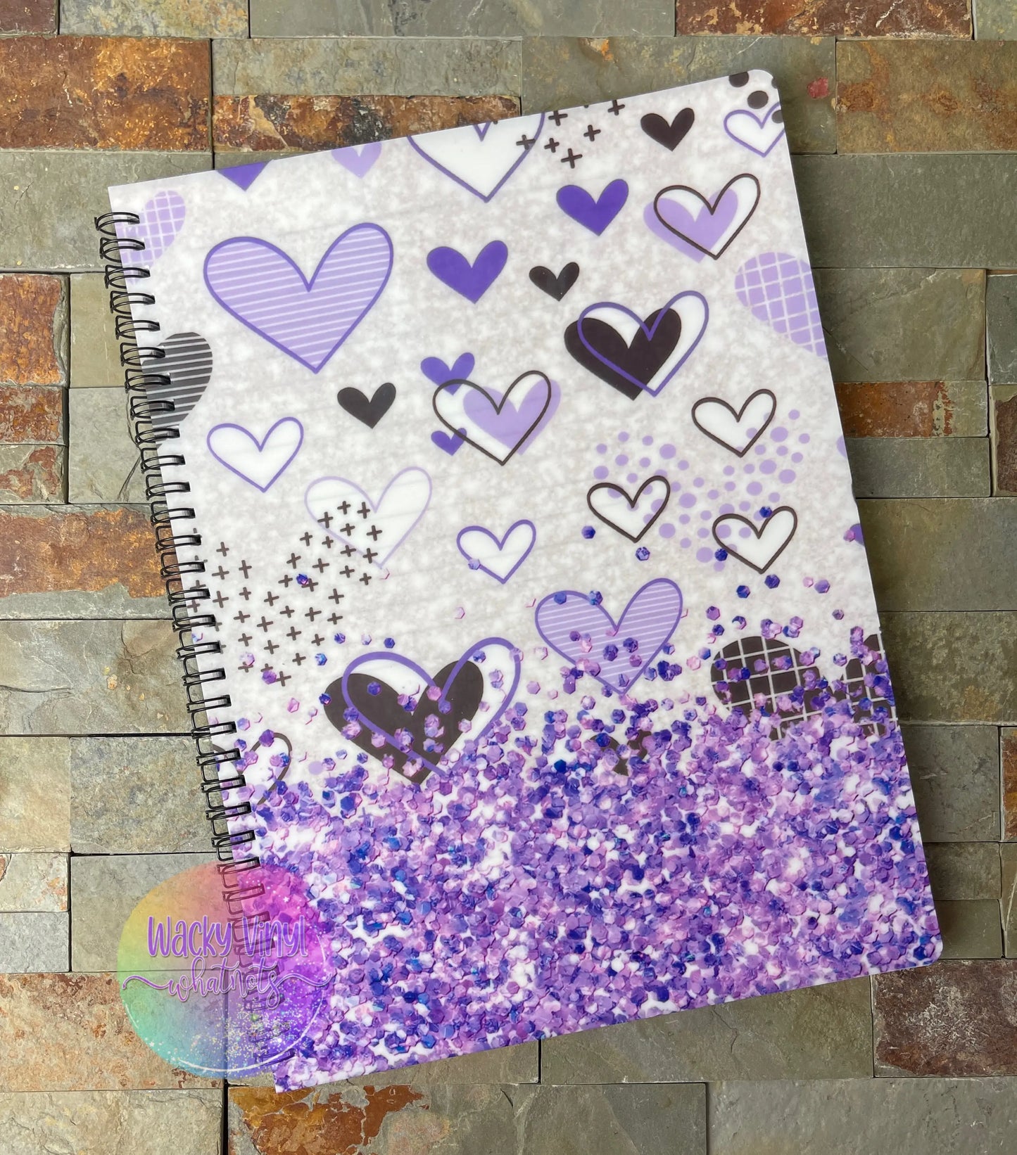 Purple Heart Large Notebook Wacky Vinyl Whatnots, LLC