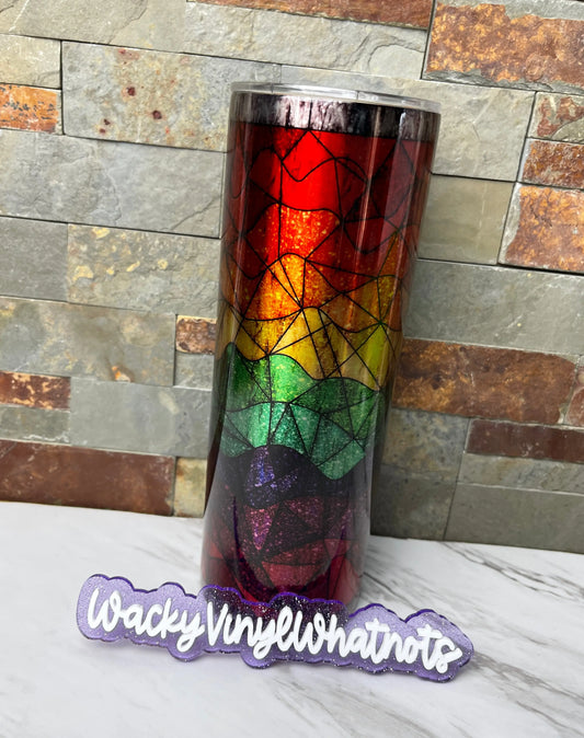 Rainbow Stained Glass Stainless Tumbler Wacky Vinyl Whatnots, LLC