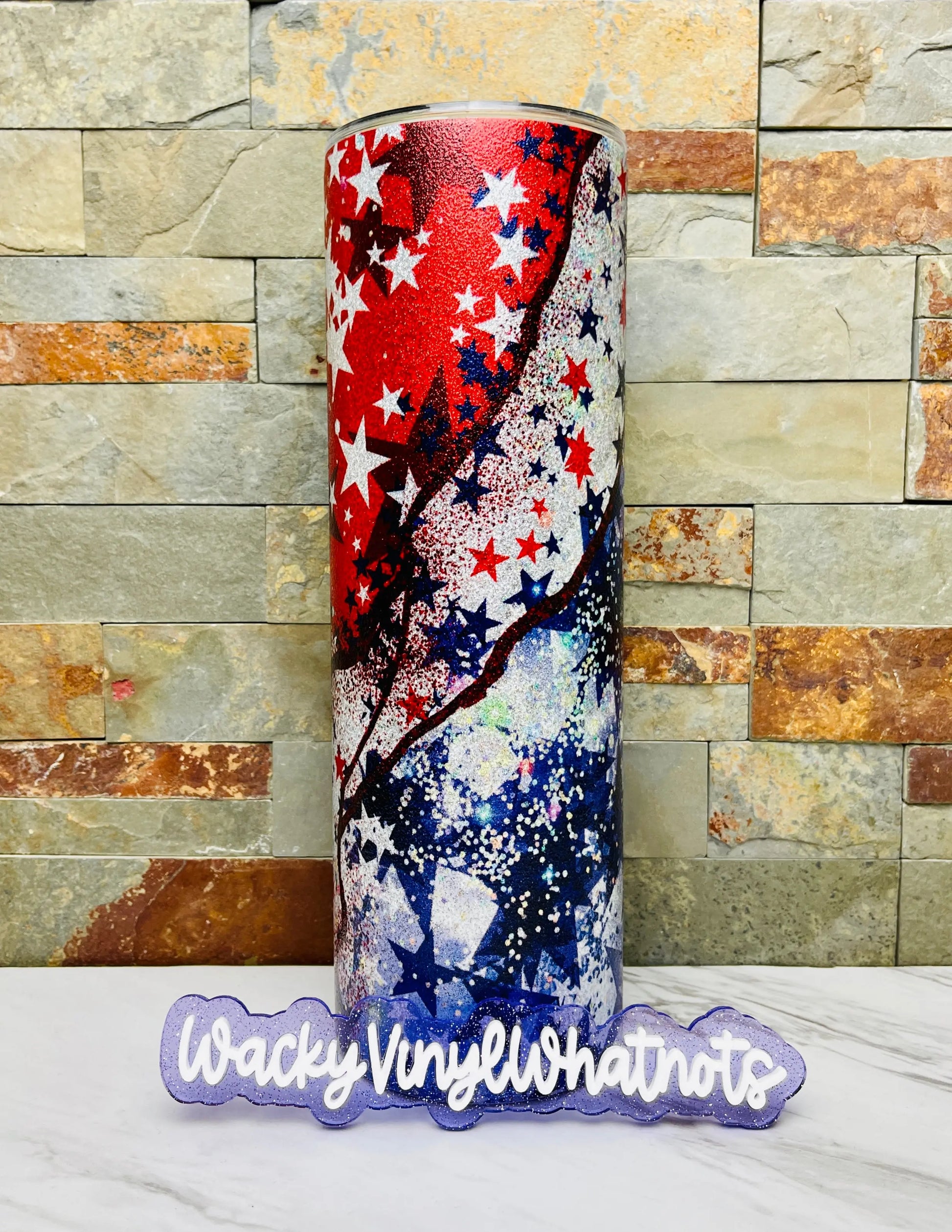 Red, Silver & Blue Tumbler Wacky Vinyl Whatnots, LLC