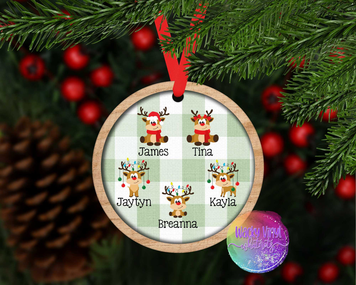 Reindeer Family Ornament Wacky Vinyl Whatnots, LLC
