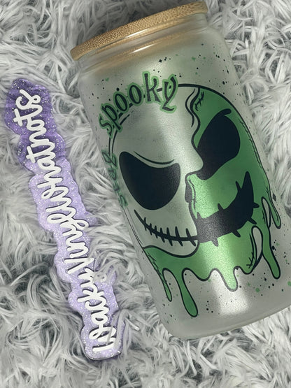 Stay Spooky Glass Can - GLOW Wacky Vinyl Whatnots, LLC