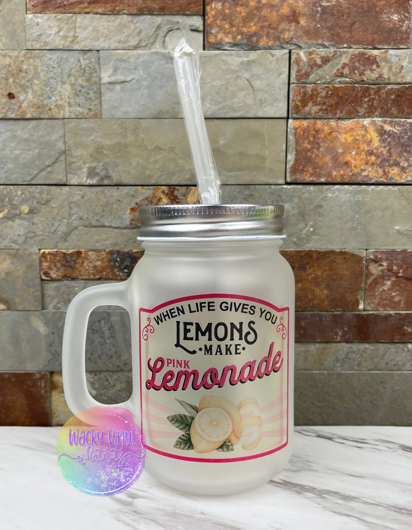 Strawberry Lemonade Mason Jar Wacky Vinyl Whatnots, LLC