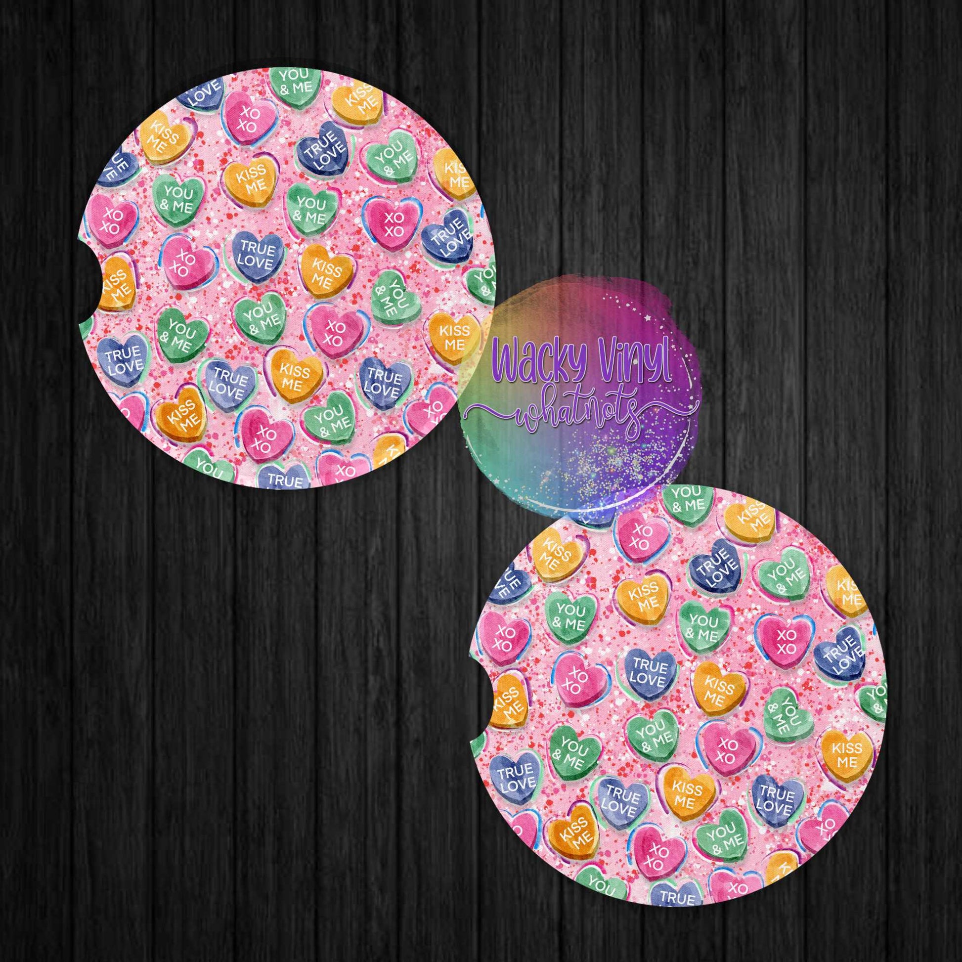 Valentine's Car Coasters Wacky Vinyl Whatnots, LLC