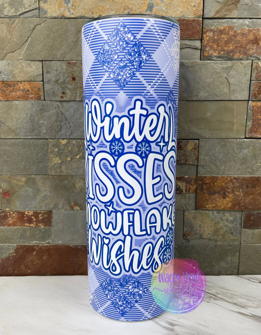 Winter Kisses Snowflake Wishes Tumbler Wacky Vinyl Whatnots, LLC